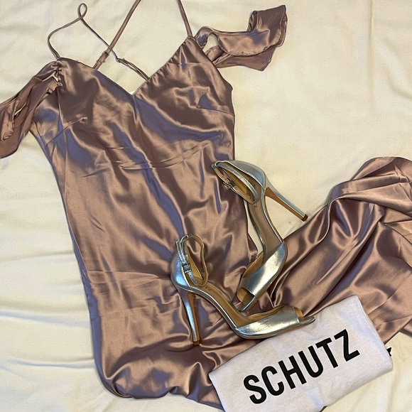 SCHUTZ Silver Sasha Lee High Heel Sandal size 8 - Picture 2 of 6